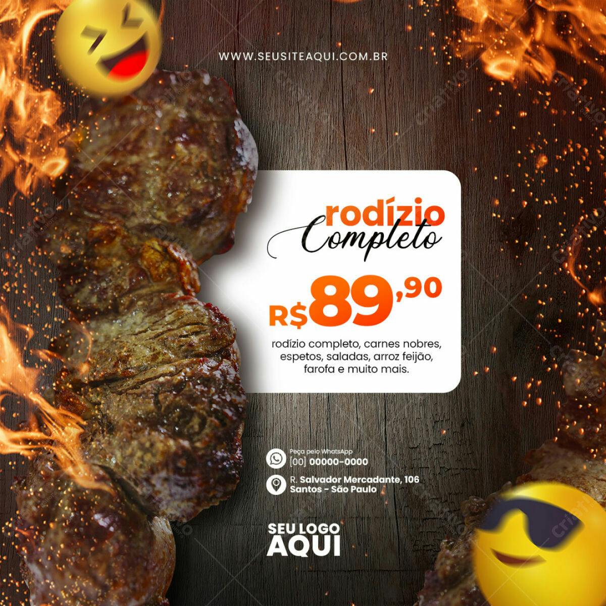 Flyer Churrasco Rodízio Completo PSD Editável