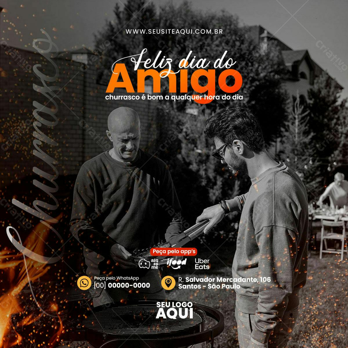 Flyer Dia do Amigo Churrasco PSD Editável