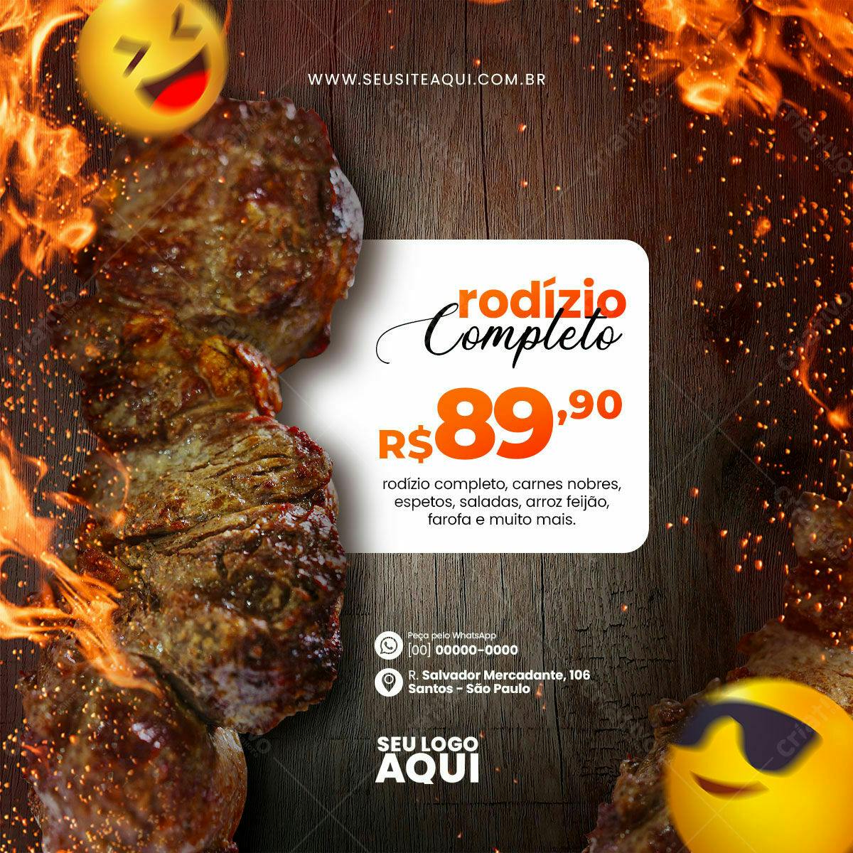 Flyer Churrasco Rodízio Completo PSD Editável