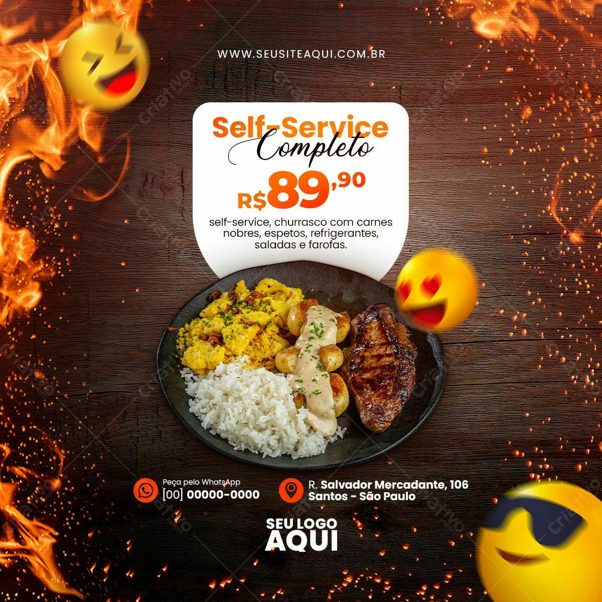 Postagem para Restaurante Self-Service PSD Editável