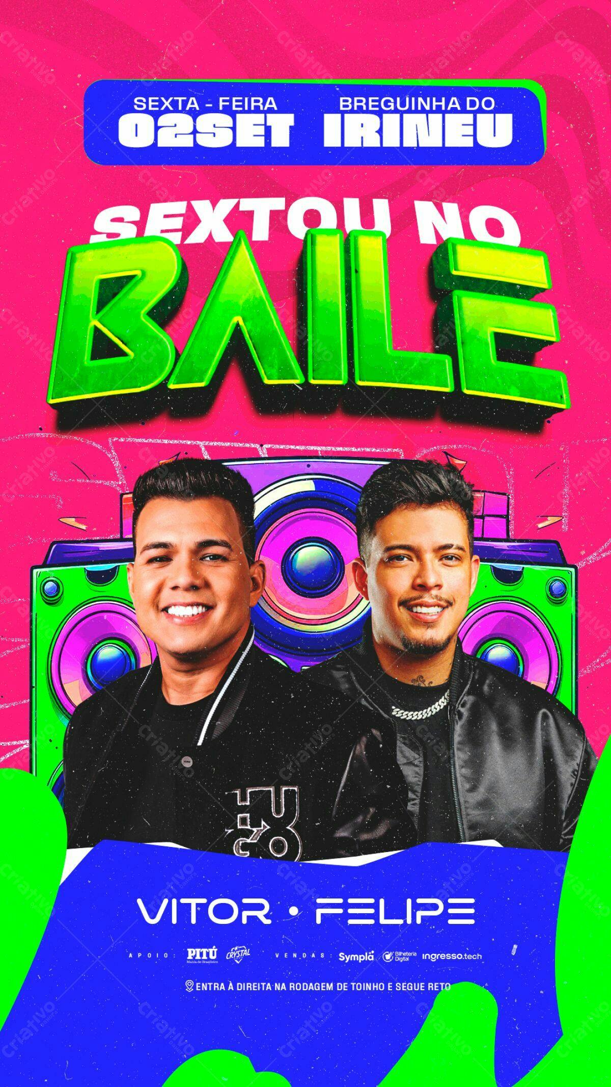Flyer Festa Baile Vitor e Felipe PSD Editável