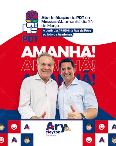 Amanhã - Ato De Filiação Pdt (Feed E Stories)