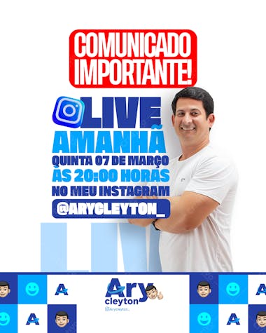 Live amanhã candidato (feed e stories)