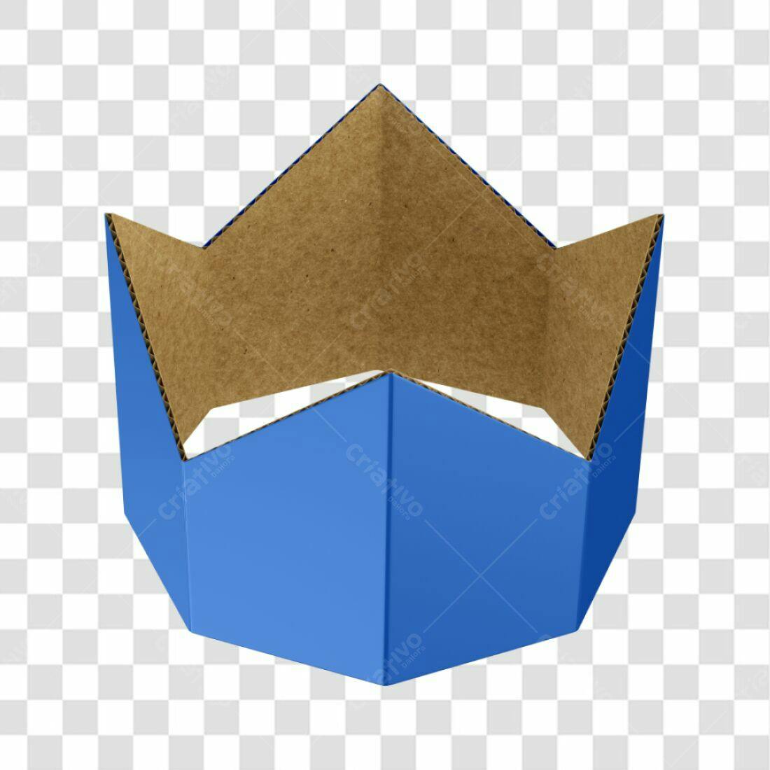 Modelo de Embalagem Caixa Coroa Azul e Marrom PNG com fundo transparente