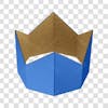 3d blue paper crown fathers day man november blue with transparent background