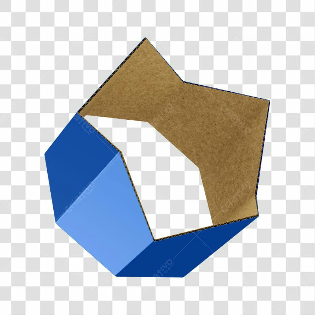 Modelo de Embalagem Hexagonal Azul PNG com fundo transparente
