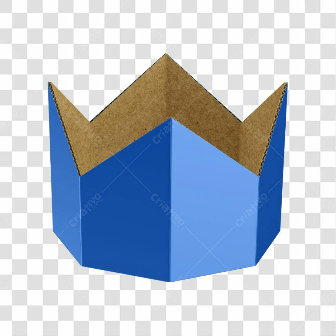 Modelo de Embalagem Caixa Coroa Azul e Marrom PNG com fundo transparente