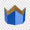 3d blue paper crown father's day man november blue with transparent background