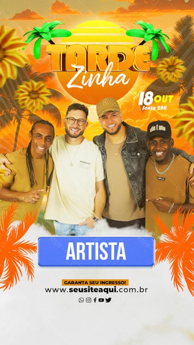FLYER EVENTO MÚSICA TARDEZINHA PARA REDES SOCIAIS STORIES