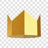 3d golden paper crown asset children's day king transparent background