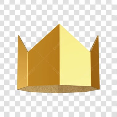 Asset 3d coroa de papel dourada dia das crianças rei fundo transparente