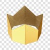 3d gold paper crown asset, children's day king transparent background