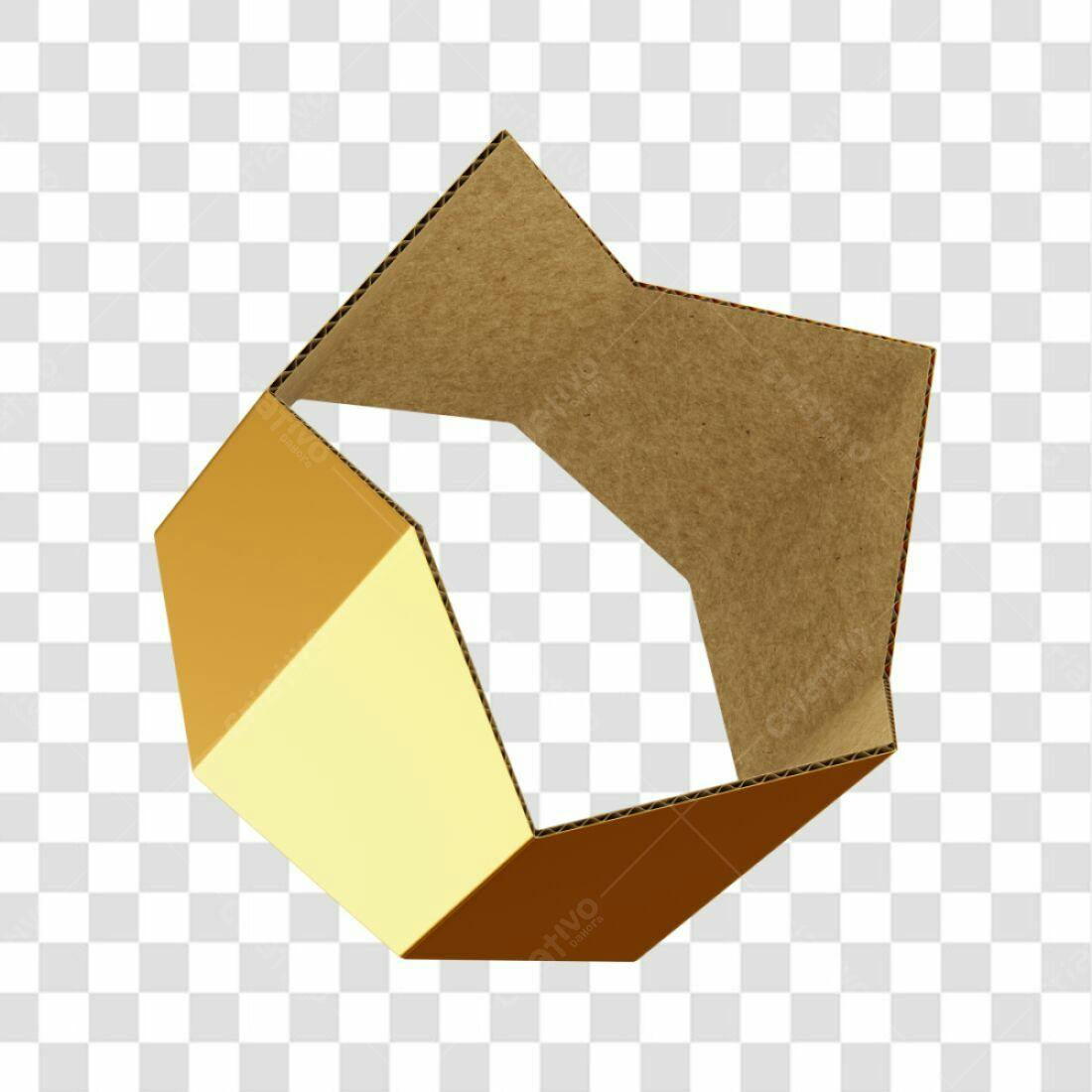 Modelo de Embalagem Cartão Marrom e Amarelo PNG com fundo transparente