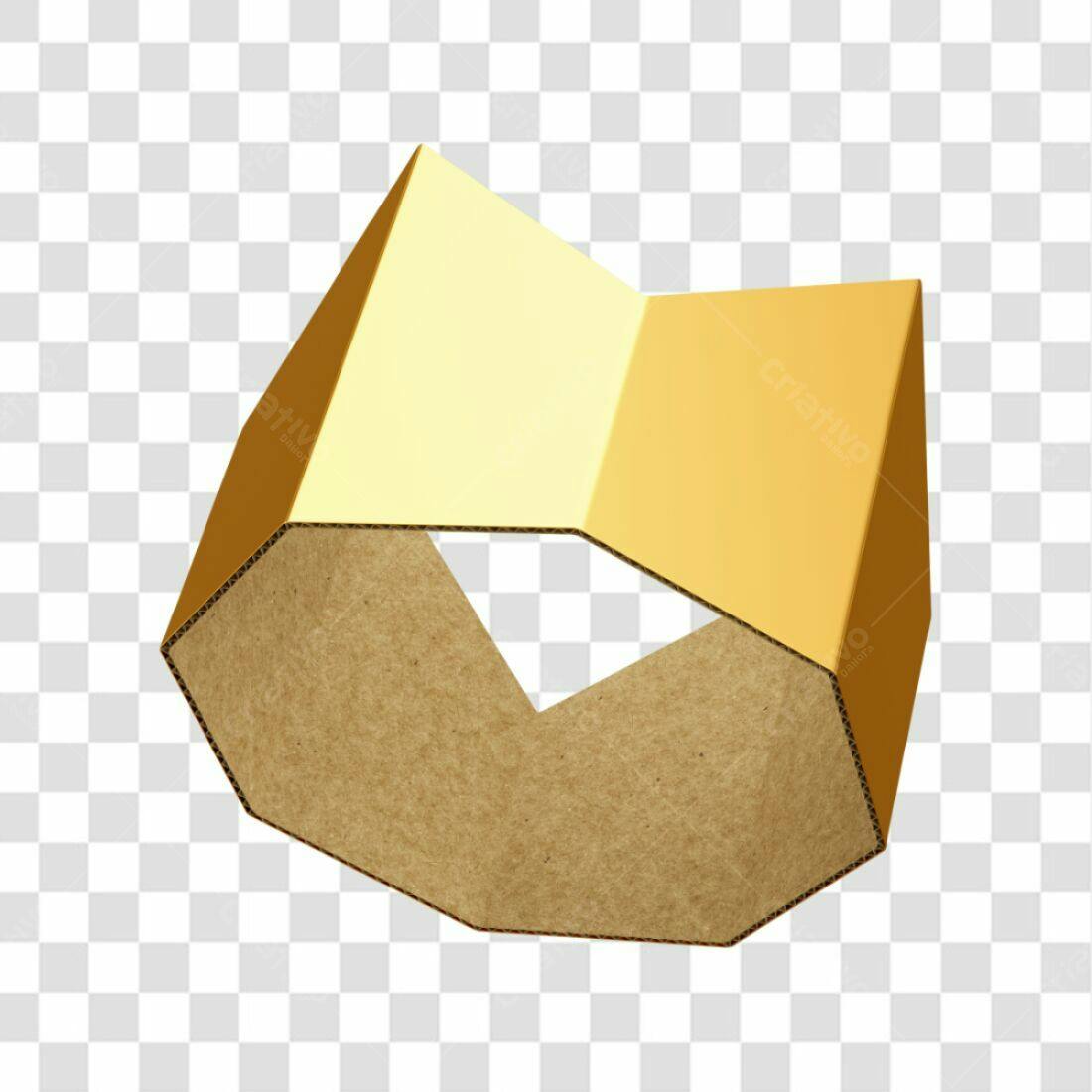 Modelo de Embalagem em Cartão Ouro e Marrom PNG com fundo transparente