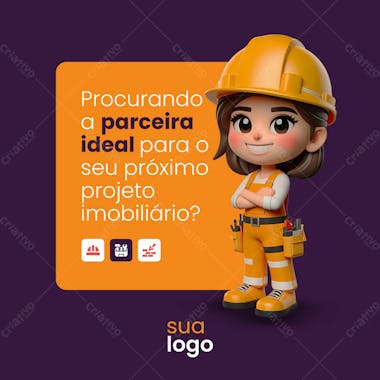 Banner de midia social construtora ou modelo de postagem no instagram