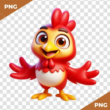 Elemento 3d frango galinha vermelha feliz