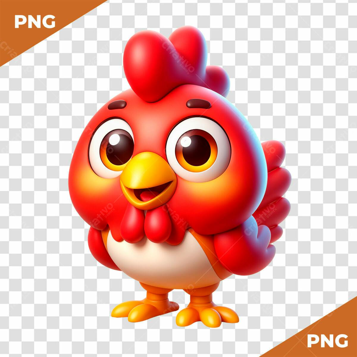 Personagem Galinha Cartoon PSD Editável