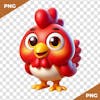 3d element, chicken, red hen, happy 02