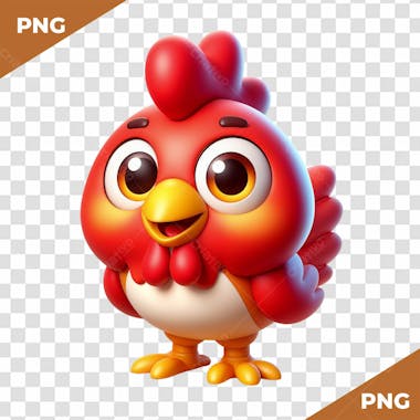 Elemento 3d frango galinha vermelha feliz
