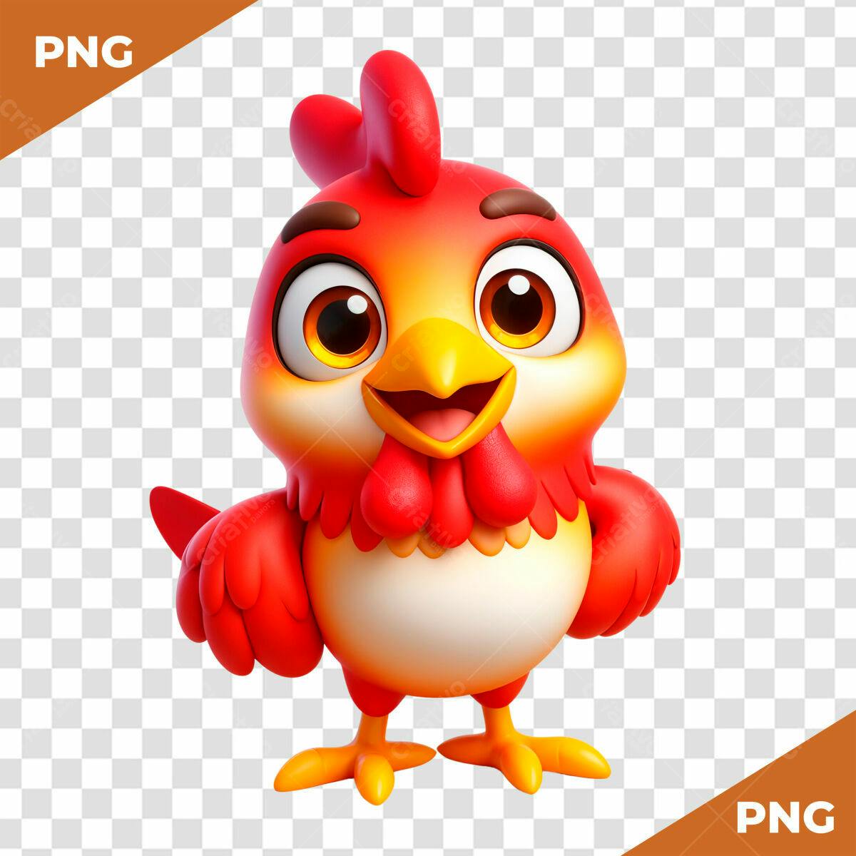 Personagem Galinha Cartoon PSD Editável