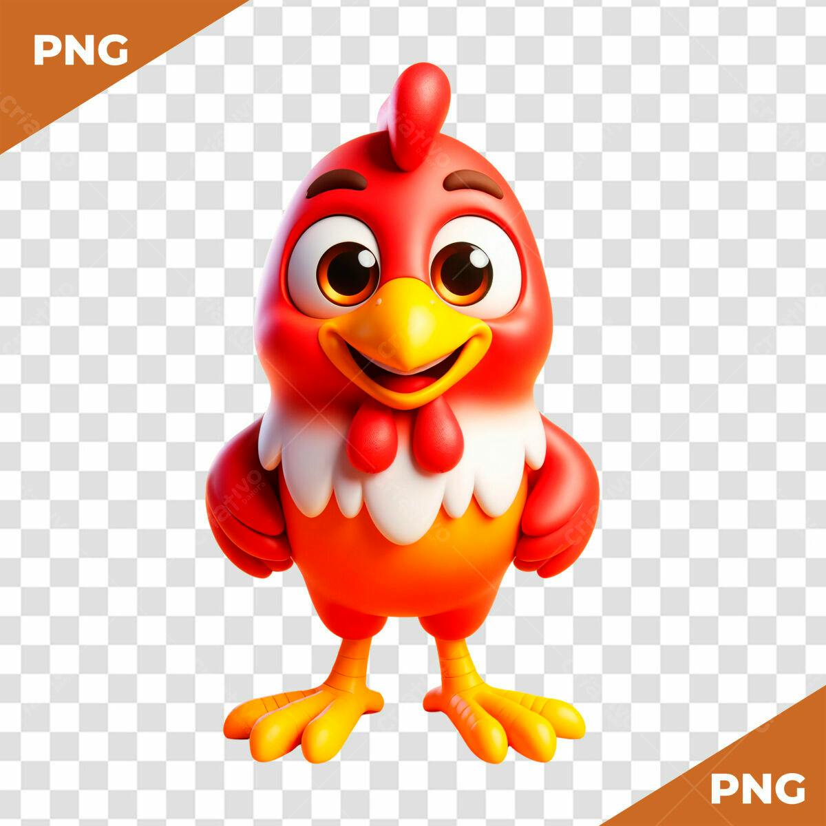 Mascote Galinha Cartoon PSD Editável