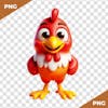 3d element, chicken, red hen, happy, 05