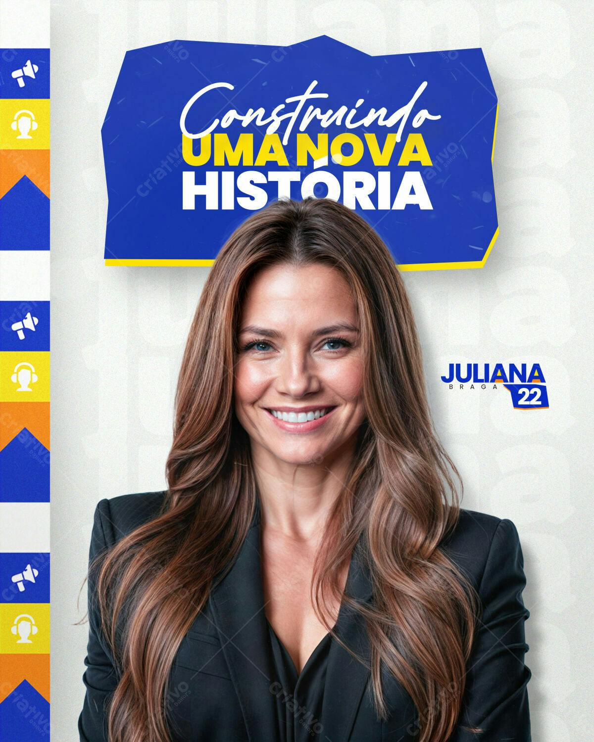 Post para campanha política Juliana Braga 22 PSD Editável