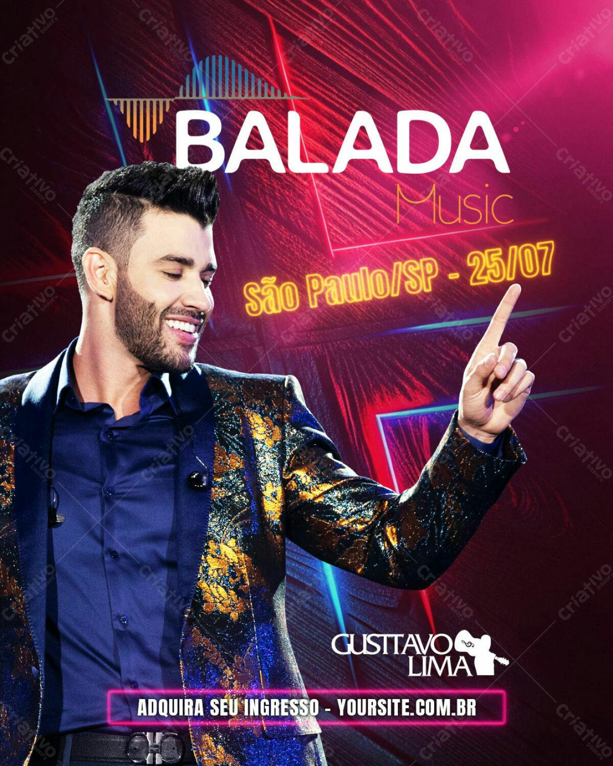 Flyer para Show Gusttavo Lima PSD Editável