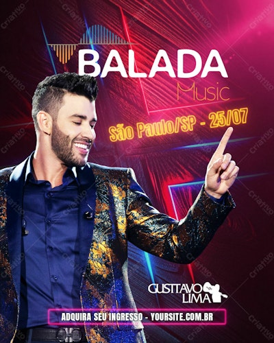 Flyer para Show Gusttavo Lima PSD Editável