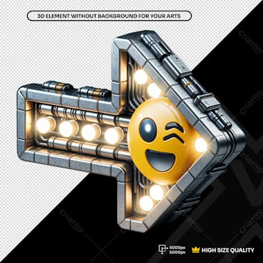 3d emoji seta smile led aço insdustrial