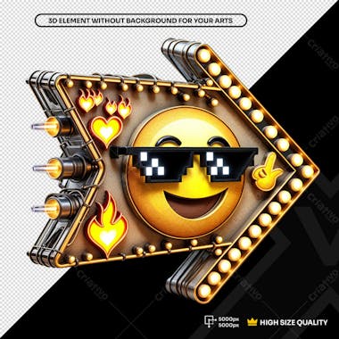 Seta 3d emoji led de aço insdustrial