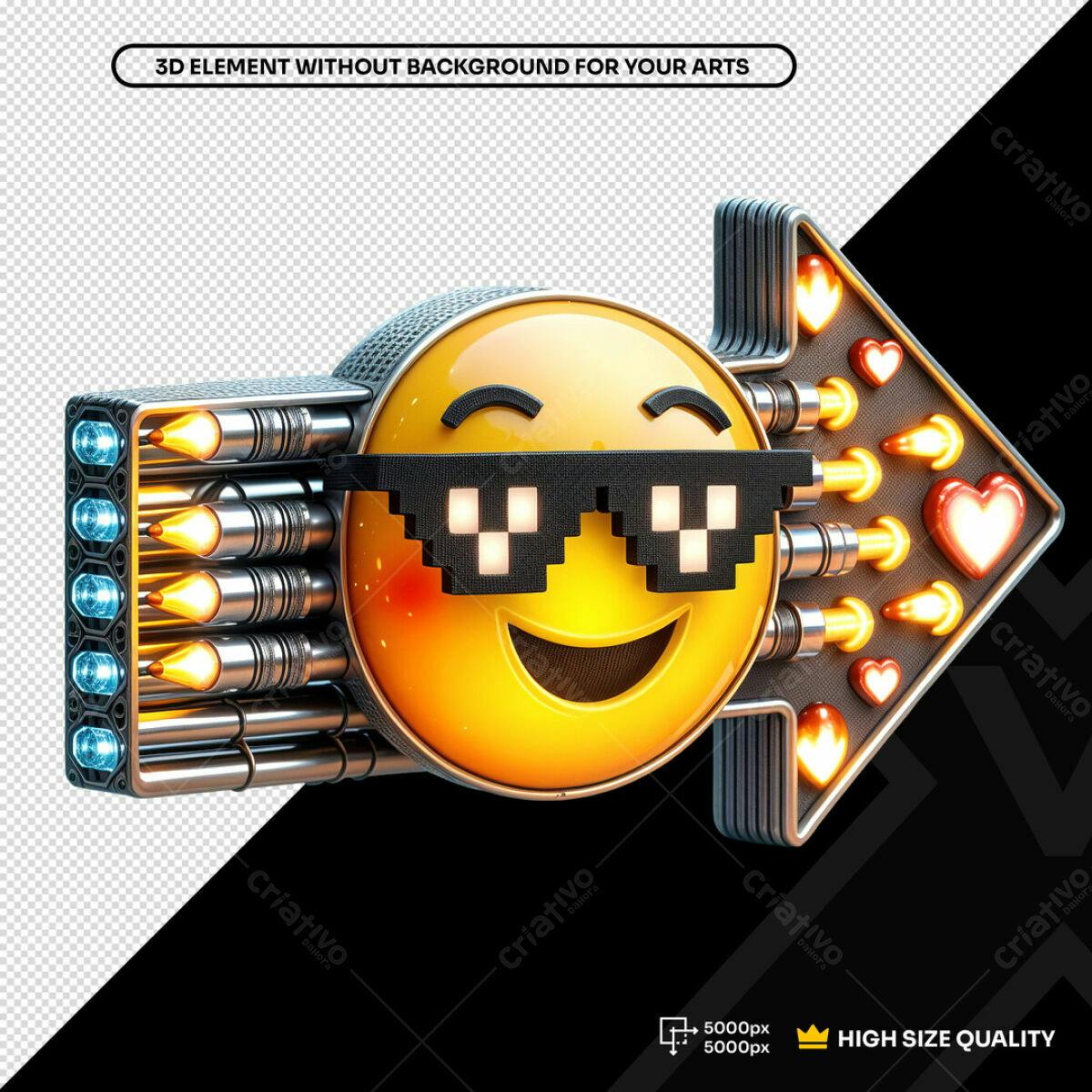 Emoji Seta Amorosa 3D PSD Editável