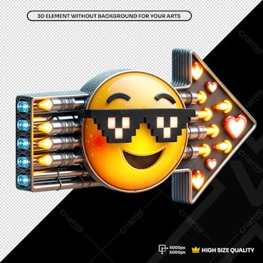 Seta 3d emoji love led aço insdustrial