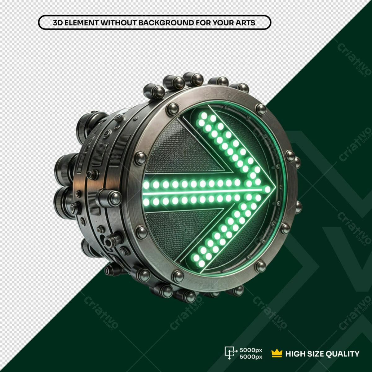 Elemento 3D Seta Verde PSD Editável