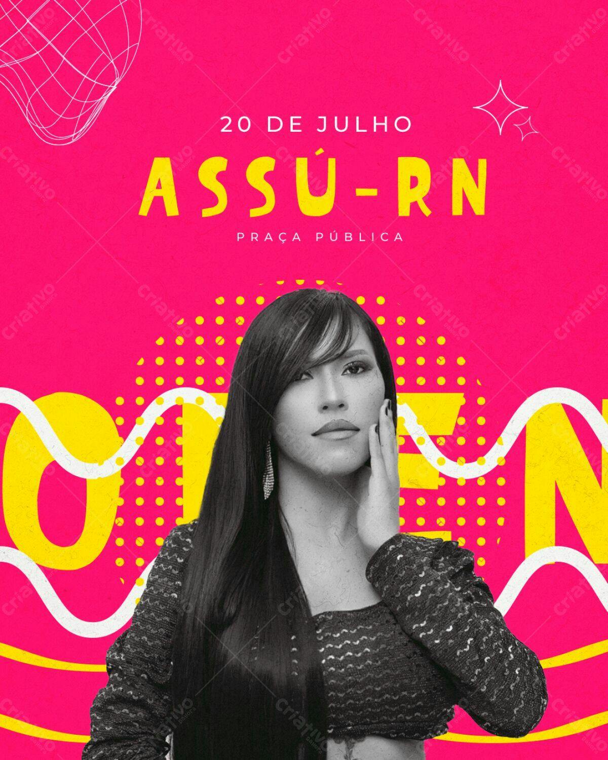 Flyer para Show Assú-RN em Praça Pública PSD Editável