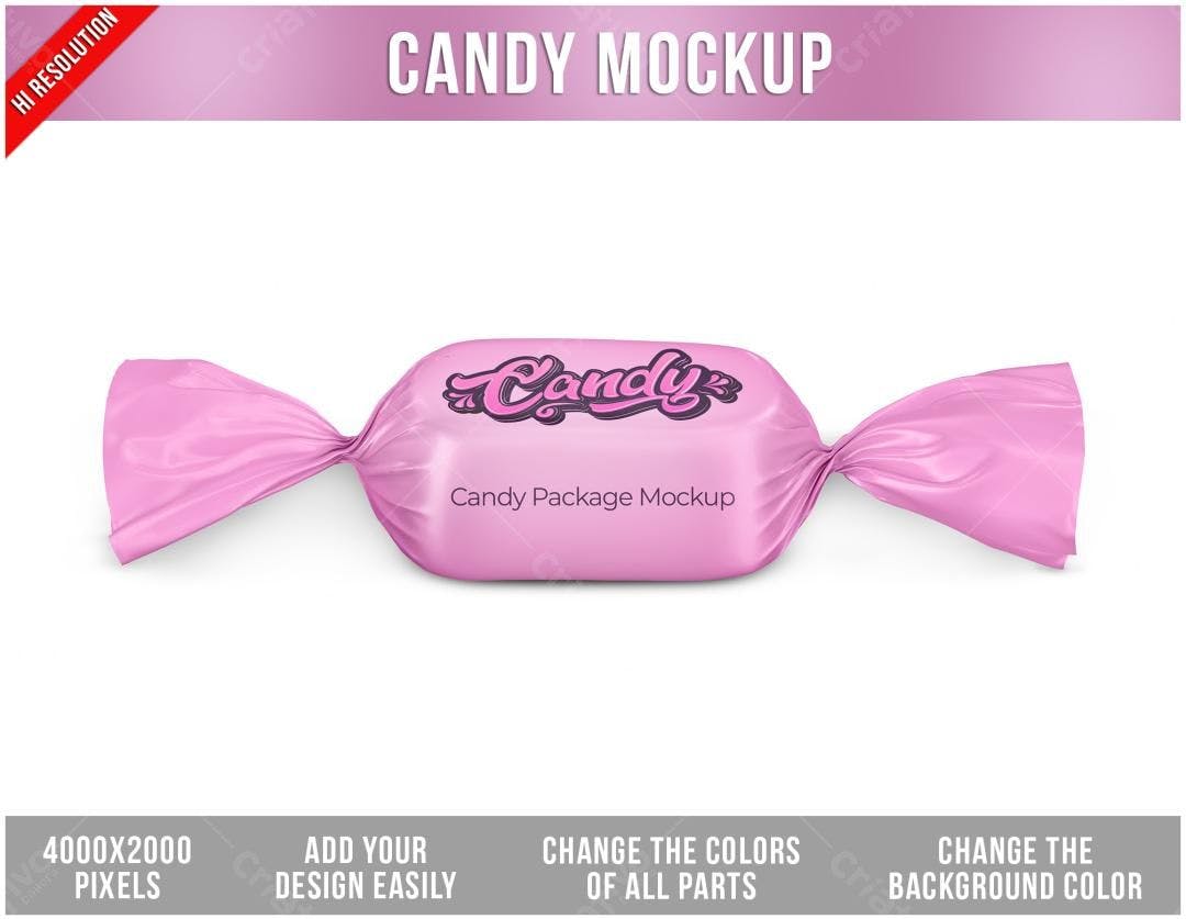 Mockup Embalagem de Doce Rosa Realista