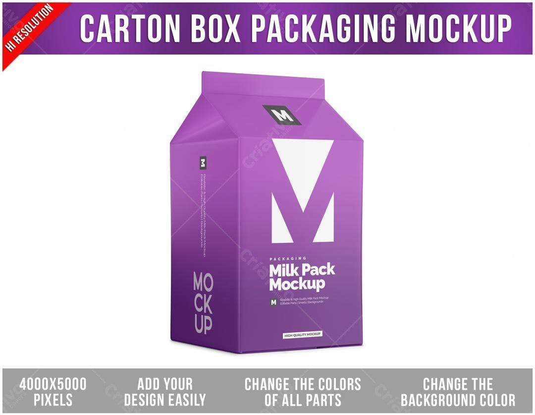 Mockup Embalagem de Leite: Design Moderno em Roxo