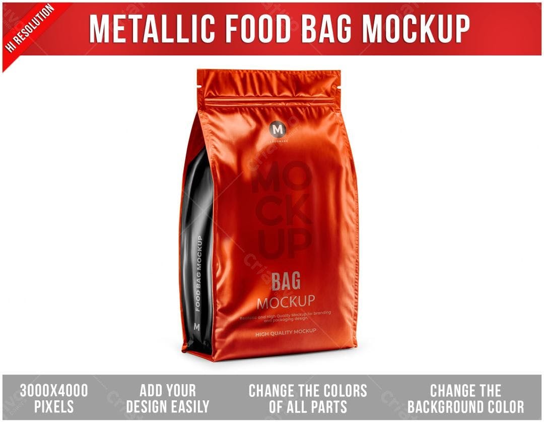 Mockup Embalagem Metálica para Alimentos - Vermelho e Preto