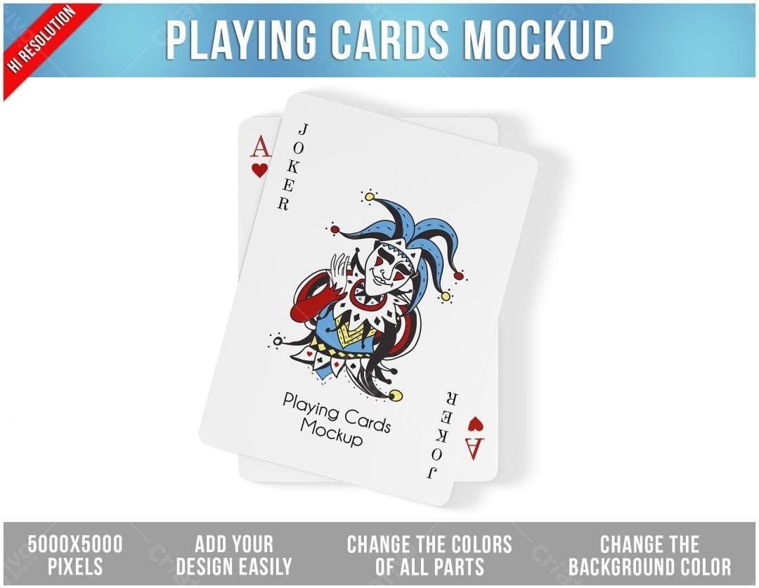 Mockup de Cartas de Baralho: Design Clássico com Coringa