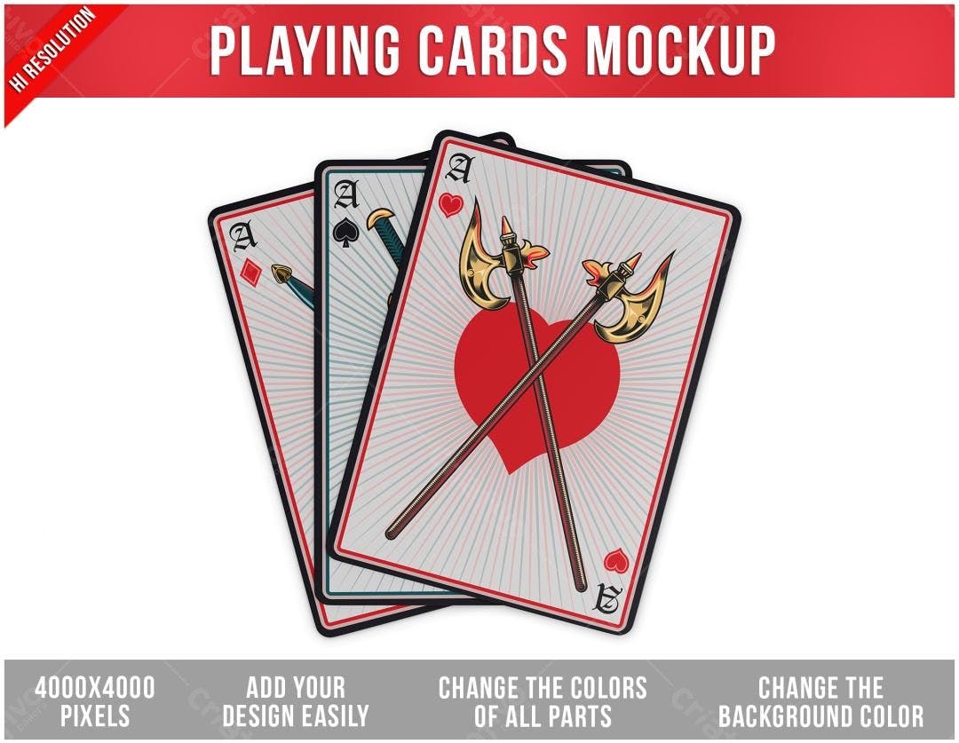 Mockup de Cartas de Baralho com Design Medieval