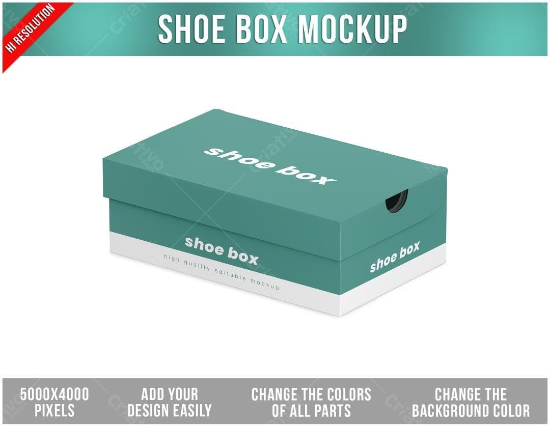 Mockup Caixa de Sapato: Design Moderno em Verde-água