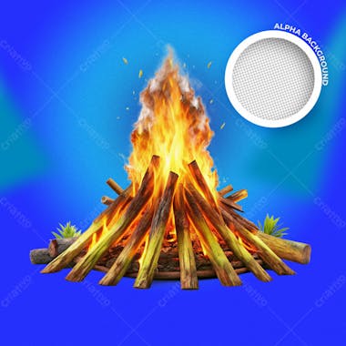 Fogueira com chamas elemento 3d 01