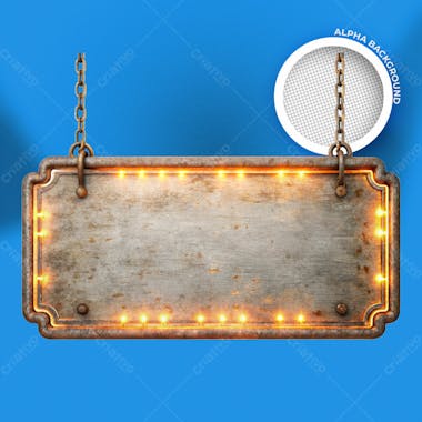 Placa De Ferro Com Luzes