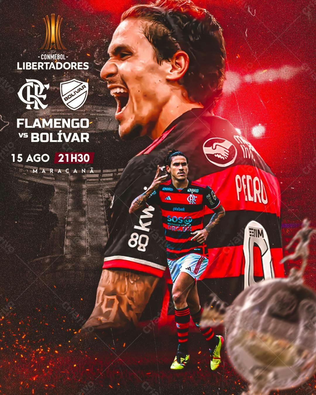 Flyer Flamengo x Bolívar Libertadores PSD Editável