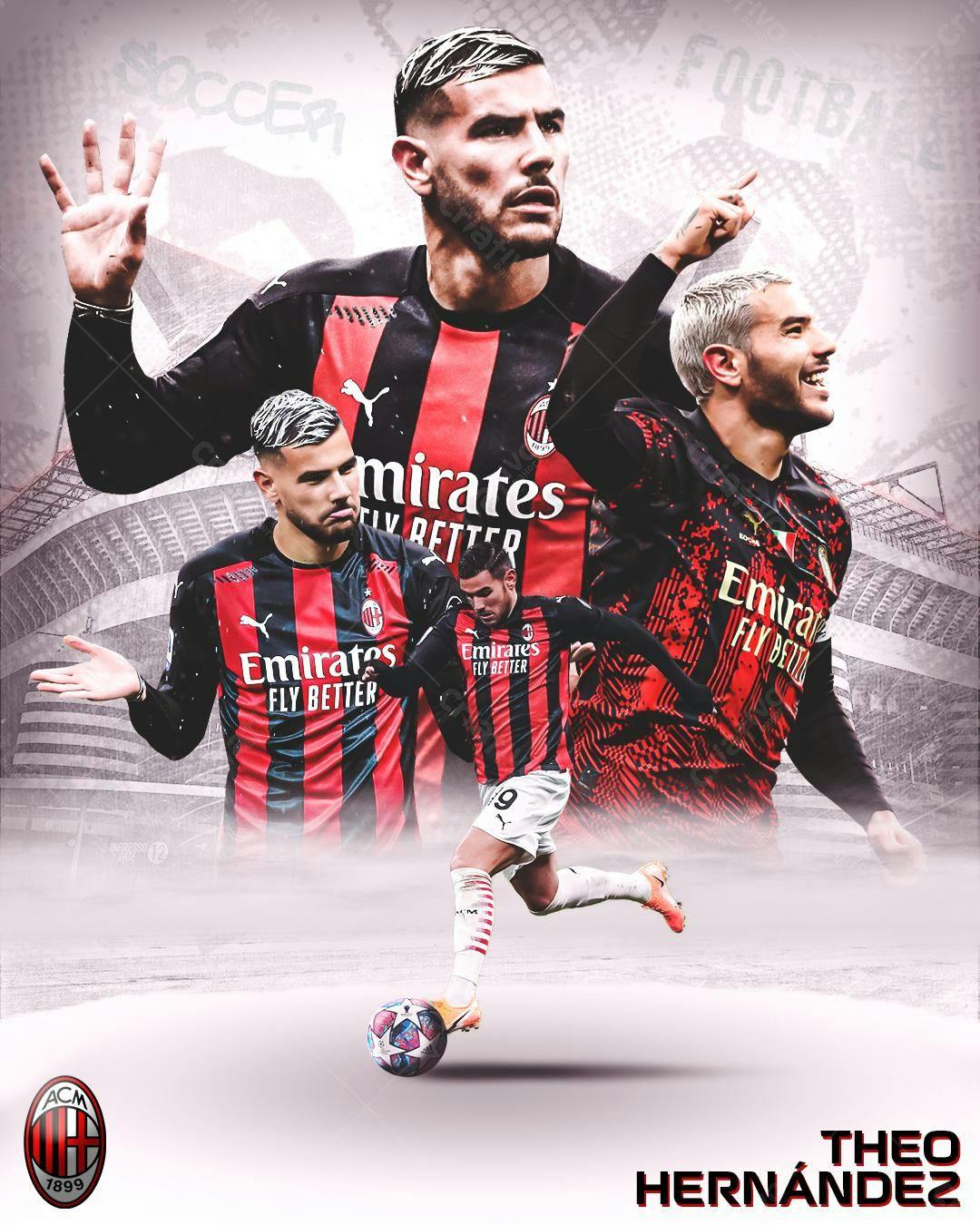 Poster Theo Hernandez Milan PSD Editável