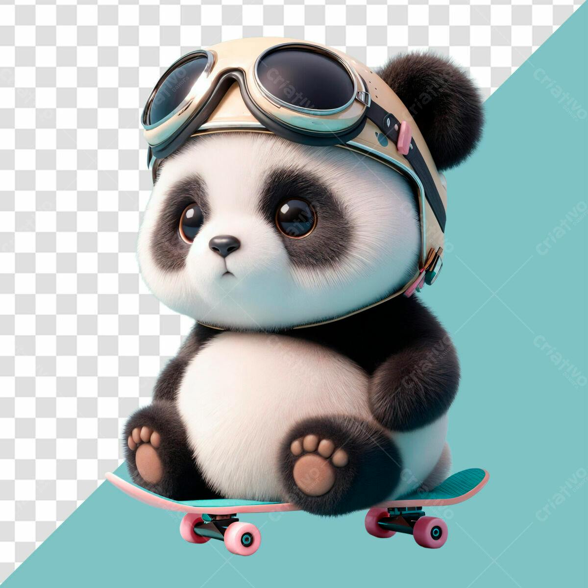 Imagem Panda Skate Psd Editável