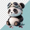 Cute 3d panda element on skateboard with sunglasses on head