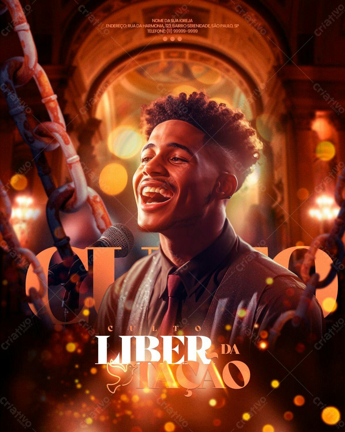 Flyer para Culto de Libertação PSD Editável