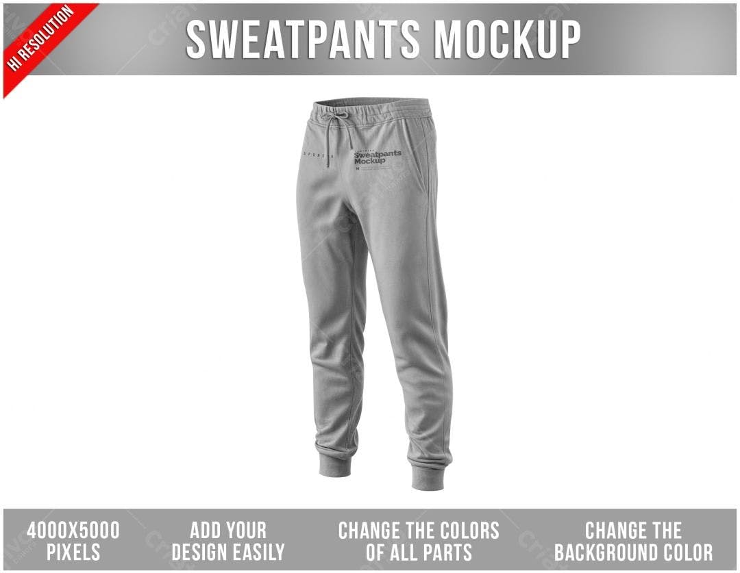 Mockup Calça de Moletom Cinza - Realismo Fotográfico