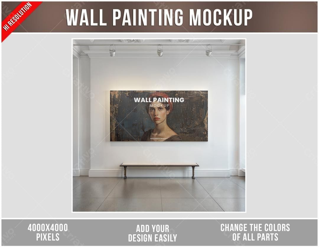 Mockup Realista de Quadro em Galeria Moderna